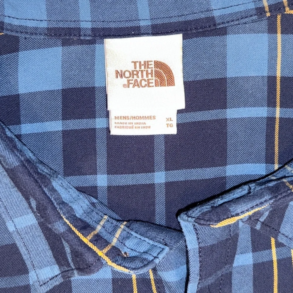 ✨ The North Face Men’s Plaid Button-Up Shirt – Blue Yellow Check – Size XL